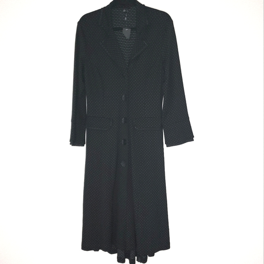 By‎ JJ black polkadot button up swing midi dress